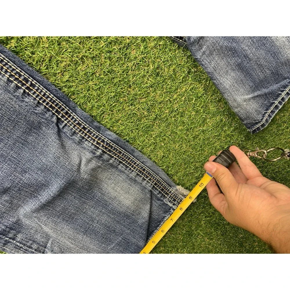 Rock Revival Jeans Mens 33 Patrick Bootcut Medium Wash Grunge Punk Cross y2k